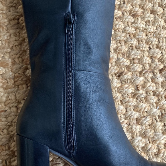 by Anthropologie Tall Black Leather Block Heel Boots. Size 7 - Picture 11 of 12